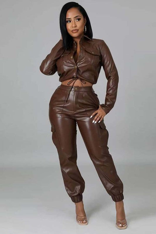 Leather Pant Set